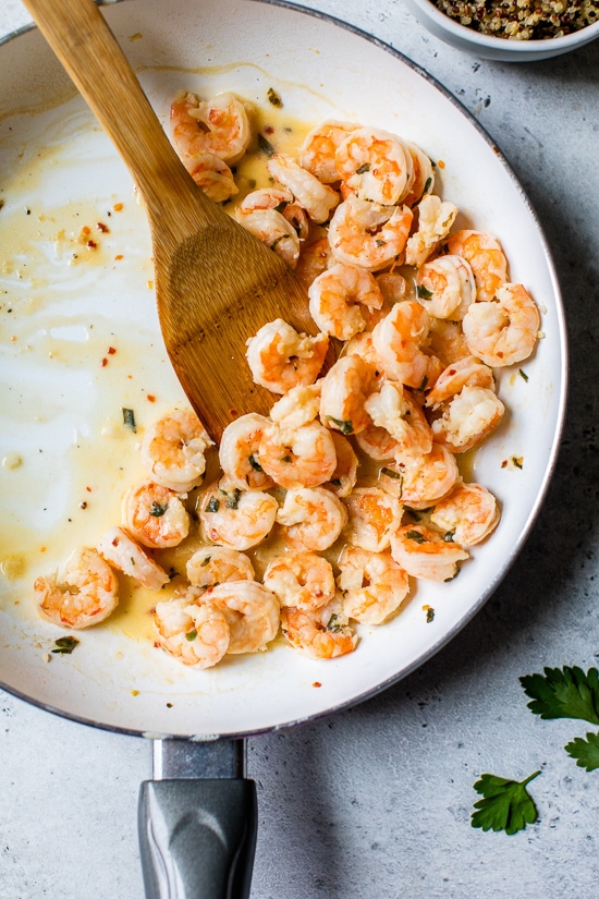 Lemon-Chili Shrimp in a skillet