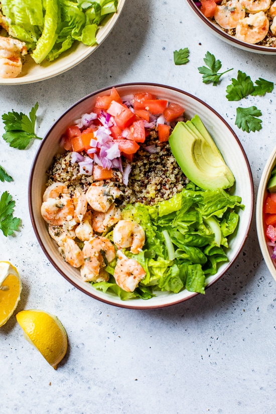 Lemon Shrimp Quinoa Bowls