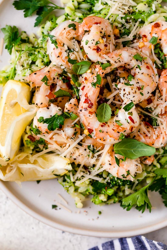 This quick and easy Shrimp Scampi with Broccoli Orzo is a dish the whole family will love and it's ready in under 30 minutes!