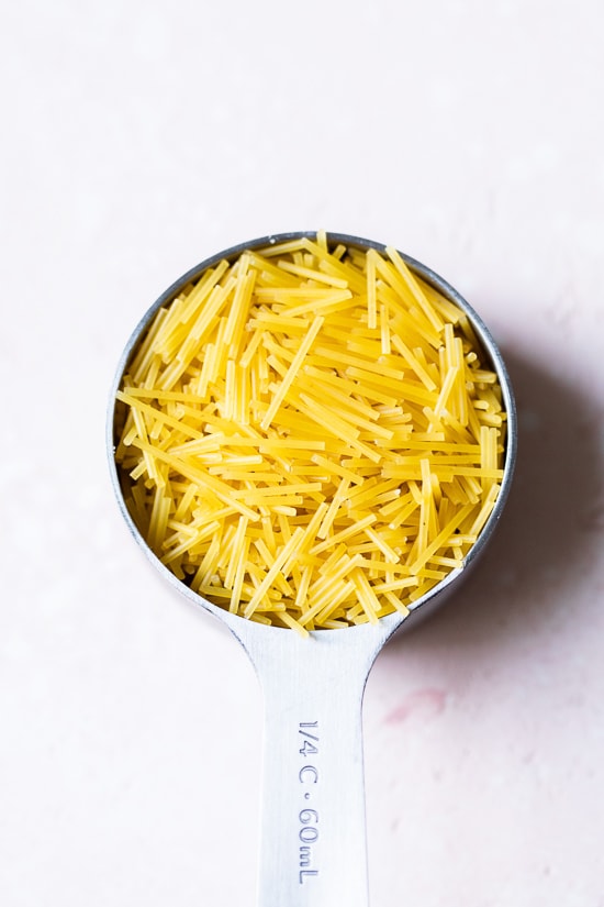 Vermicelli in a measuring cup.