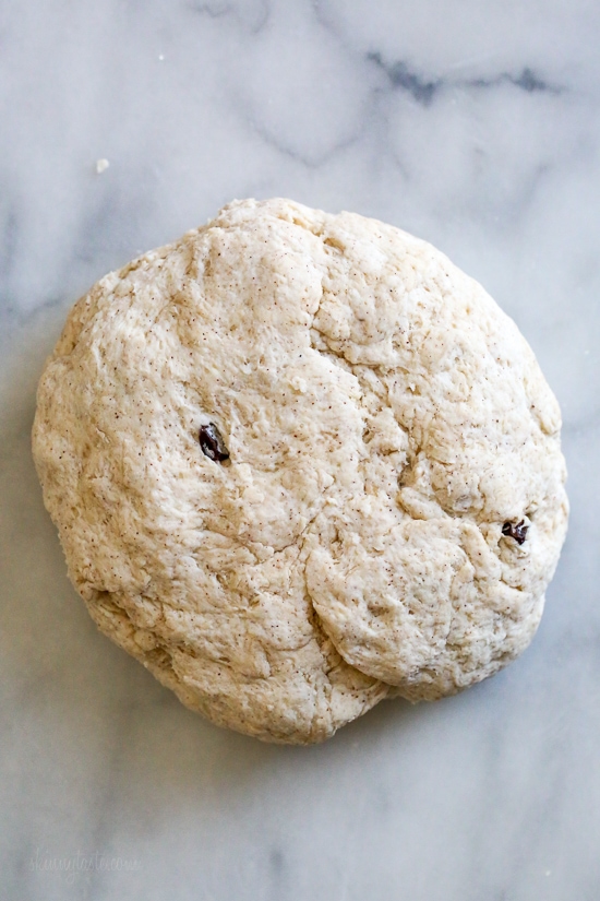 Easy Hot Cross Buns using this easy dough from my Bagel Recipe. No yeast, no boiling, no fancy mixer. Bake them in the oven or in the air-fryer!