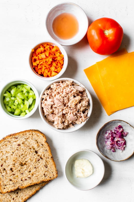 Ingredients to make a healty tuna melt