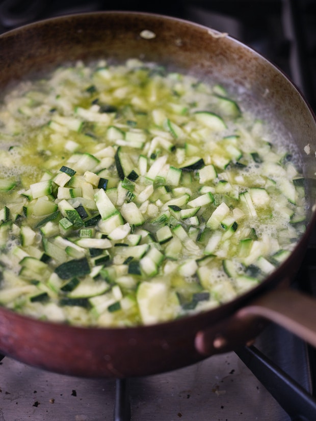 Pasta with Smashed Zucchini Cream