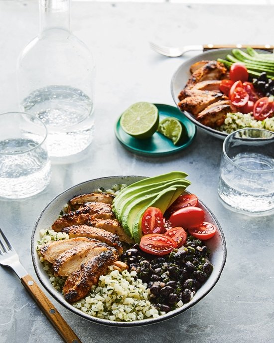 Chili-Lime Chicken and Black Bean Cauli-Bowls