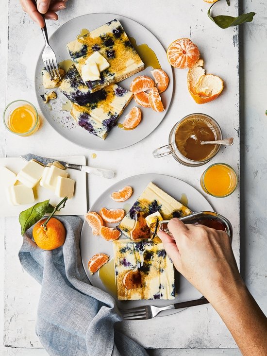 Lemon Blueberry Buttermilk Sheet Pan Pancakes