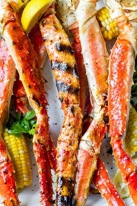 Grilled Crab Legs with corn