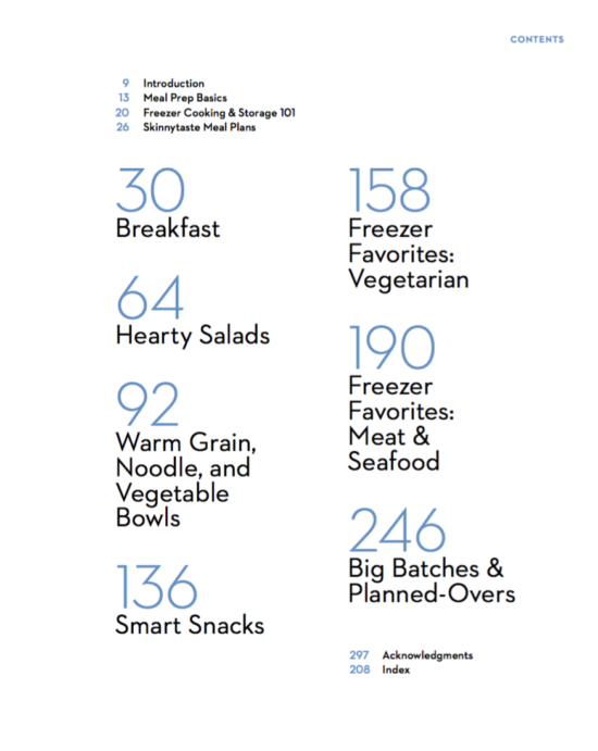 Skinnytaste Meal Prep Cookbook Table Of COntents