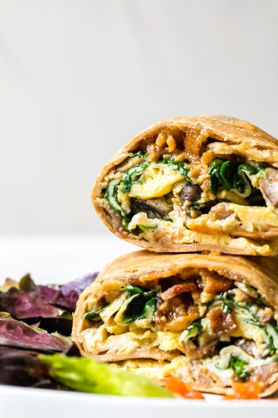 This Omelet Tortilla Breakfast Wrap takes a classic omelet and cooks it with a tortilla right in the skillet. Then simply roll it up and you have an easy on-the-go breakfast.