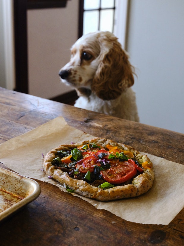 Tomato Tarts on Parchment Paper