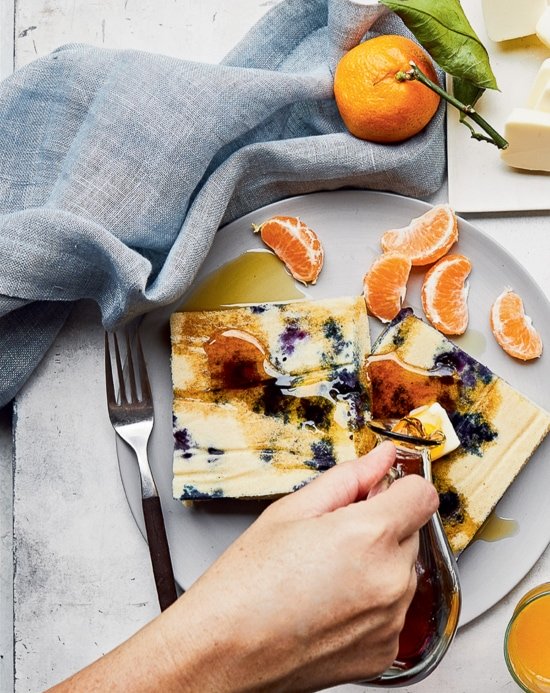 Lemon Blueberry Buttermilk Sheet Pan Pancakes