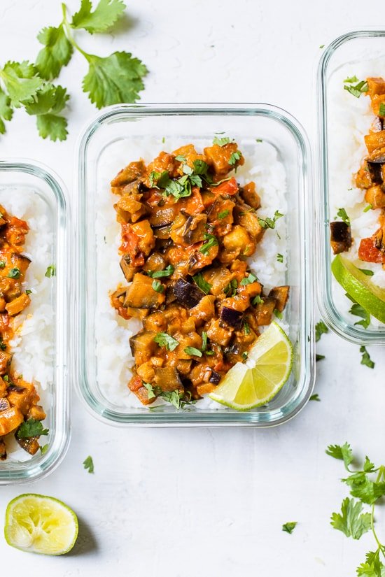 Eggplant Coconut Curry Bowls