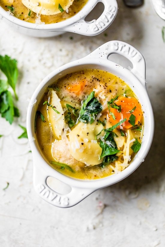 This turkey meatball spinach tortellini soup is an easy, kid-friendly soup and a great way to warm up on a cold winter night. One large bowl is under 300 calories and is very satisfying.