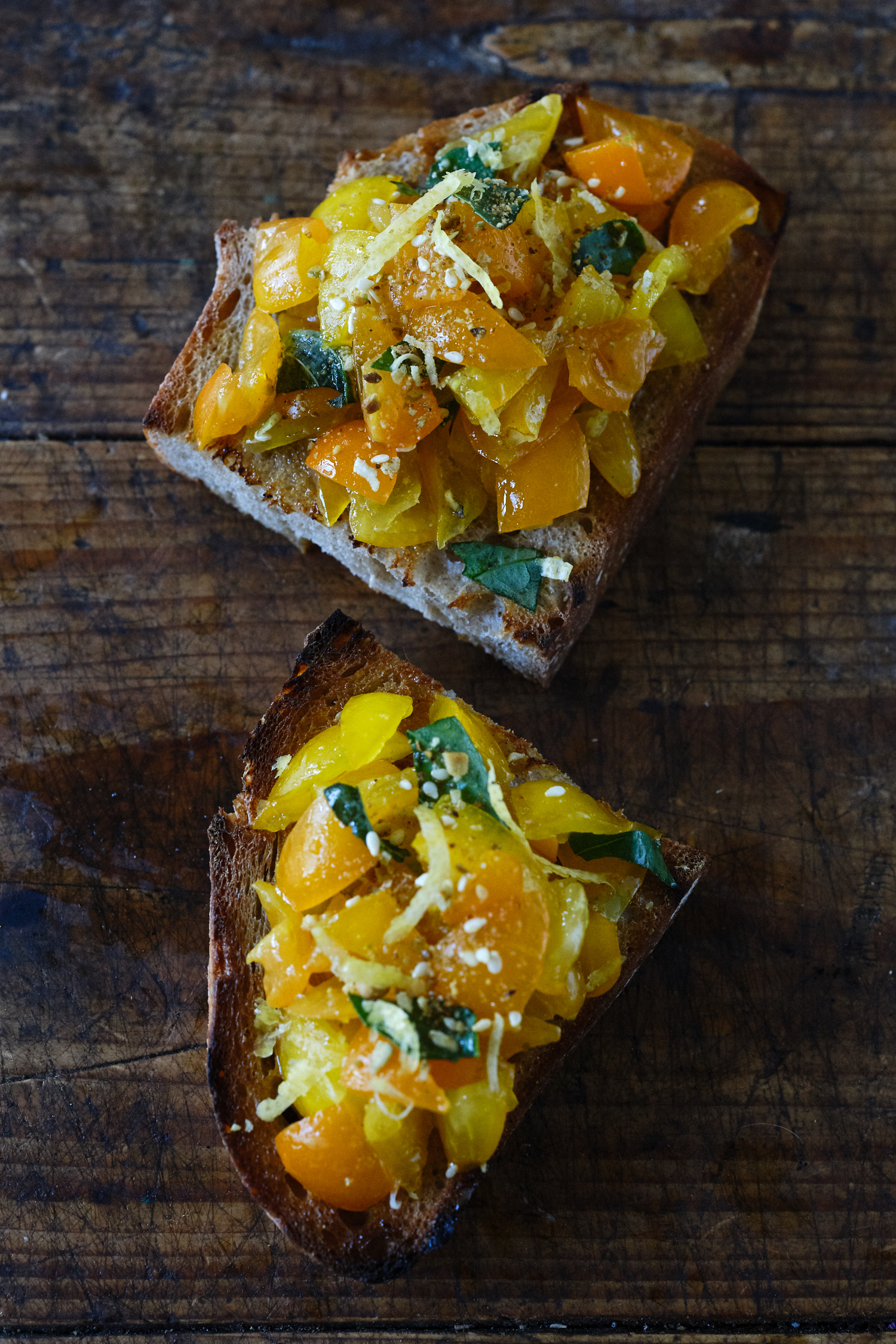 Bruschetta with Yellow Tomatoes